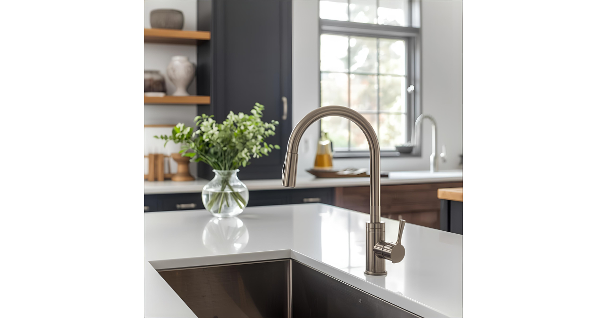 Kuhinjska baterija sa izvlačivim tušem za lakše pranje sudova i ispiranje sudopere.